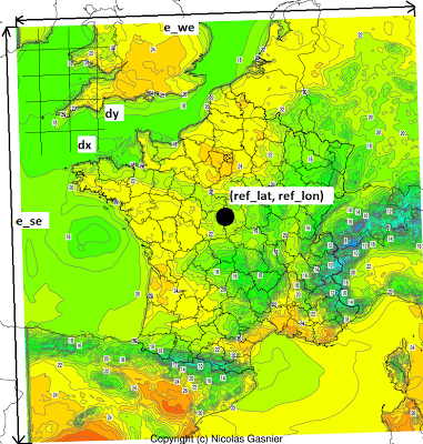 Définition du domaine de travail de WRF